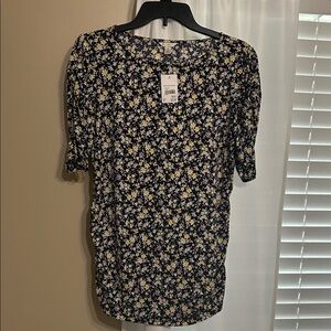Floral Women's Top - Black and Yellow